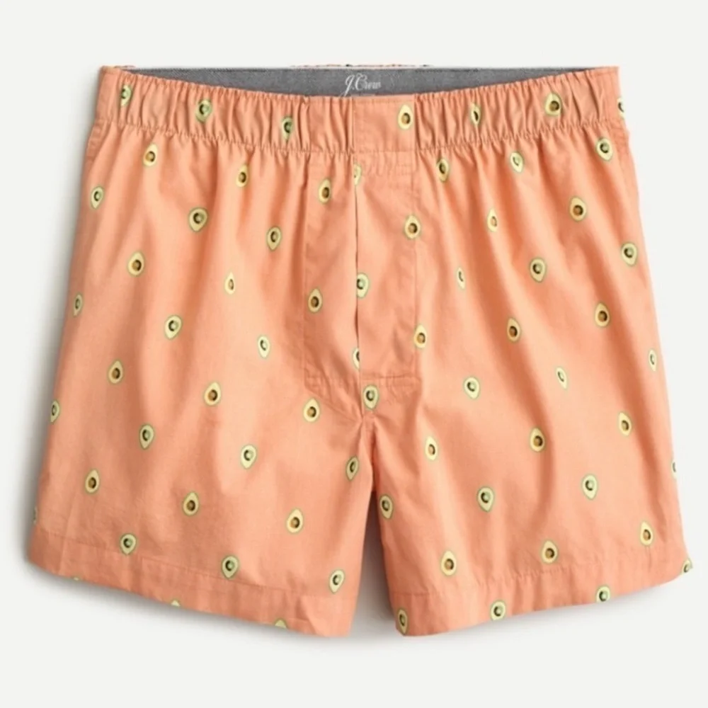 NWT J. Crew Men’s Avocado Print Cotton Boxers Underwear Orange